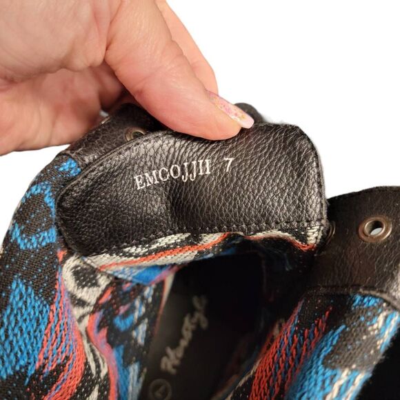 Herstyle Black Southwestern Contrast High or Low Combat Boots - Picture 9 of 10